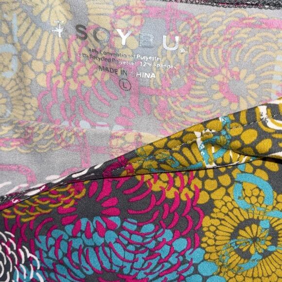 Soybu Dress Abstract Floral Print Long Sleeve Stretch Artsy multicolor size L - Picture 3 of 4